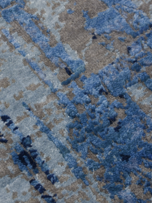 Sadie Hand-knotted Bamboo Silk & Wool Abstract Rug - Blue