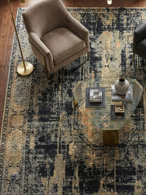 Tessa Hand-knotted Bamboo Silk & Wool Distressed Rug - Black