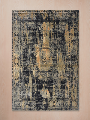 Tessa Hand-knotted Bamboo Silk & Wool Distressed Rug - Black