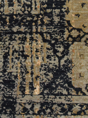 Tessa Hand-knotted Bamboo Silk & Wool Distressed Rug - Black