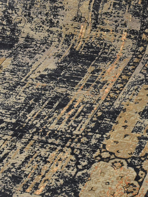 Tessa Hand-knotted Bamboo Silk & Wool Distressed Rug - Black