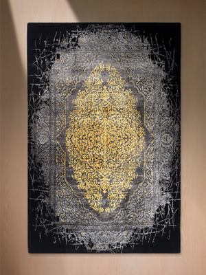 Nauheed Hand-knotted Bamboo Silk & Wool Persian Rug - Black