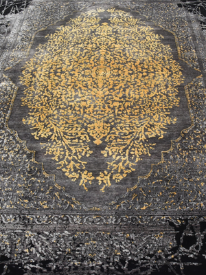Nauheed Hand-knotted Bamboo Silk & Wool Persian Rug - Black