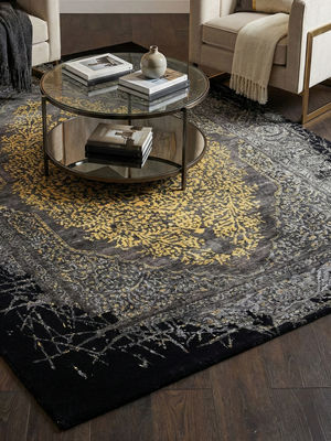 Nauheed Hand-knotted Bamboo Silk & Wool Persian Rug - Black