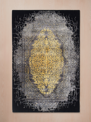 Nauheed Hand-knotted Bamboo Silk & Wool Persian Rug - Black