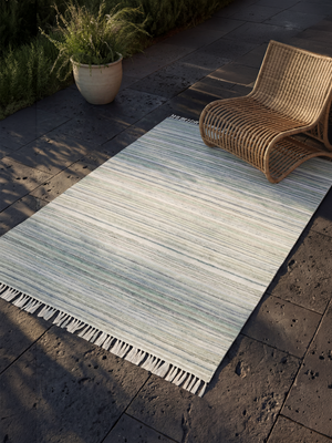 Janet Hand-woven Indoor-Outdoor Striped Rug - Green
