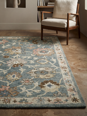 Tahmina Hand-tufted Wool Persian Rug - Blue
